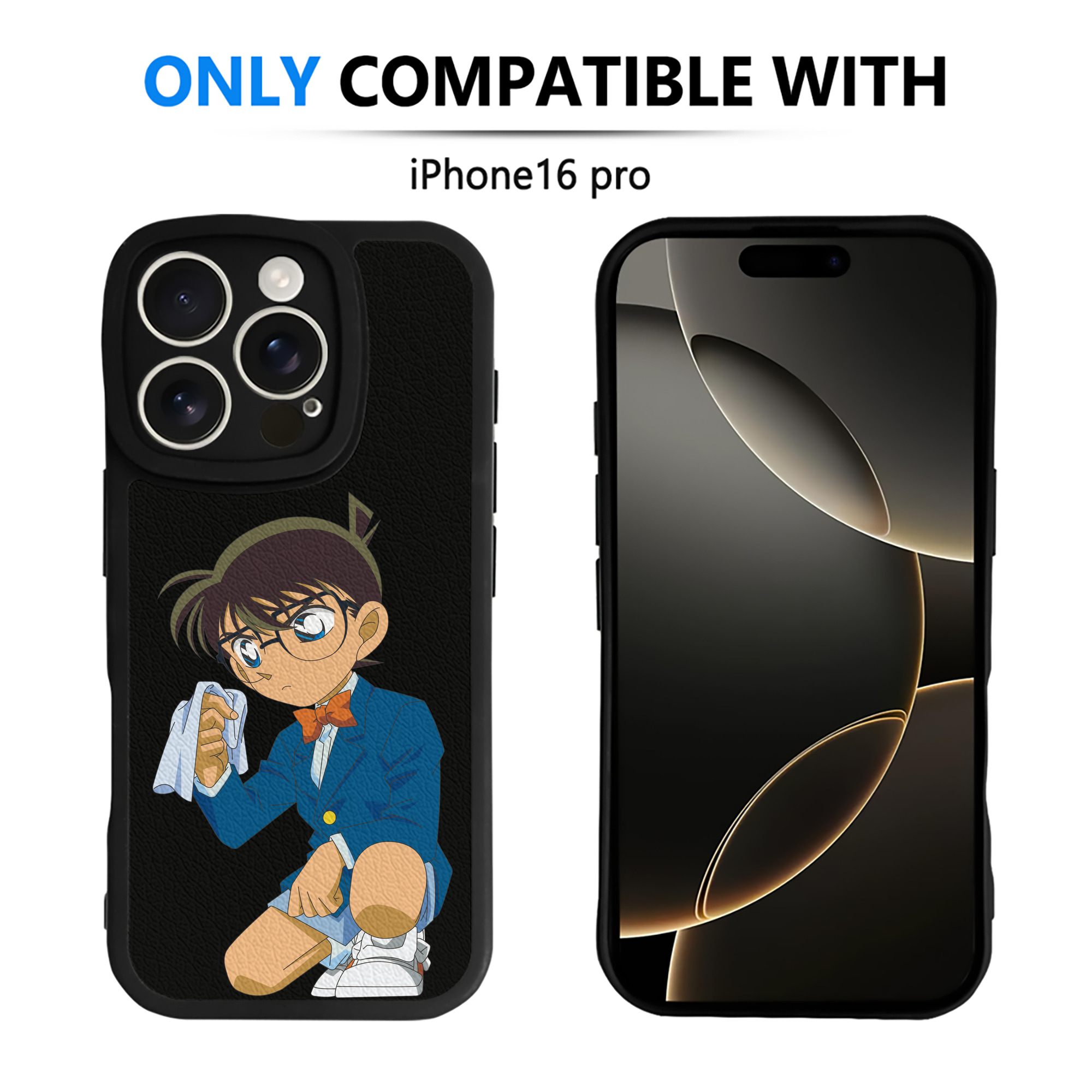 （画像用） 名探偵コナン 江戸川 コナン Detective Conan Conan Edogawa 【iPhone 16シリーズ対応】シリコンスマホケース（レザー調） 材質：シリコン